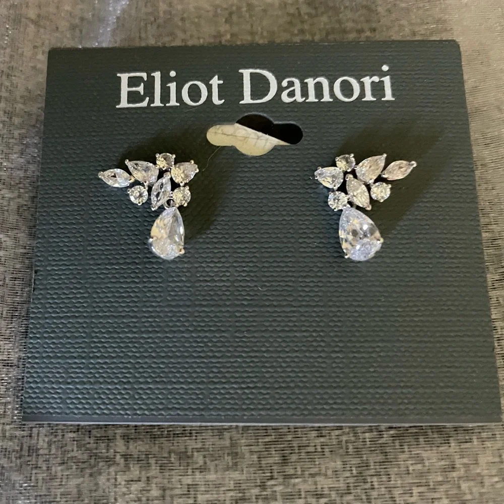 Eliot Danori Silver-Tone Crystal Pear Drop Earrings